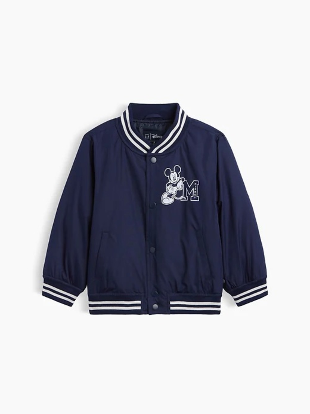 GAP Navy Mickey Varsity Jacket with White Trim